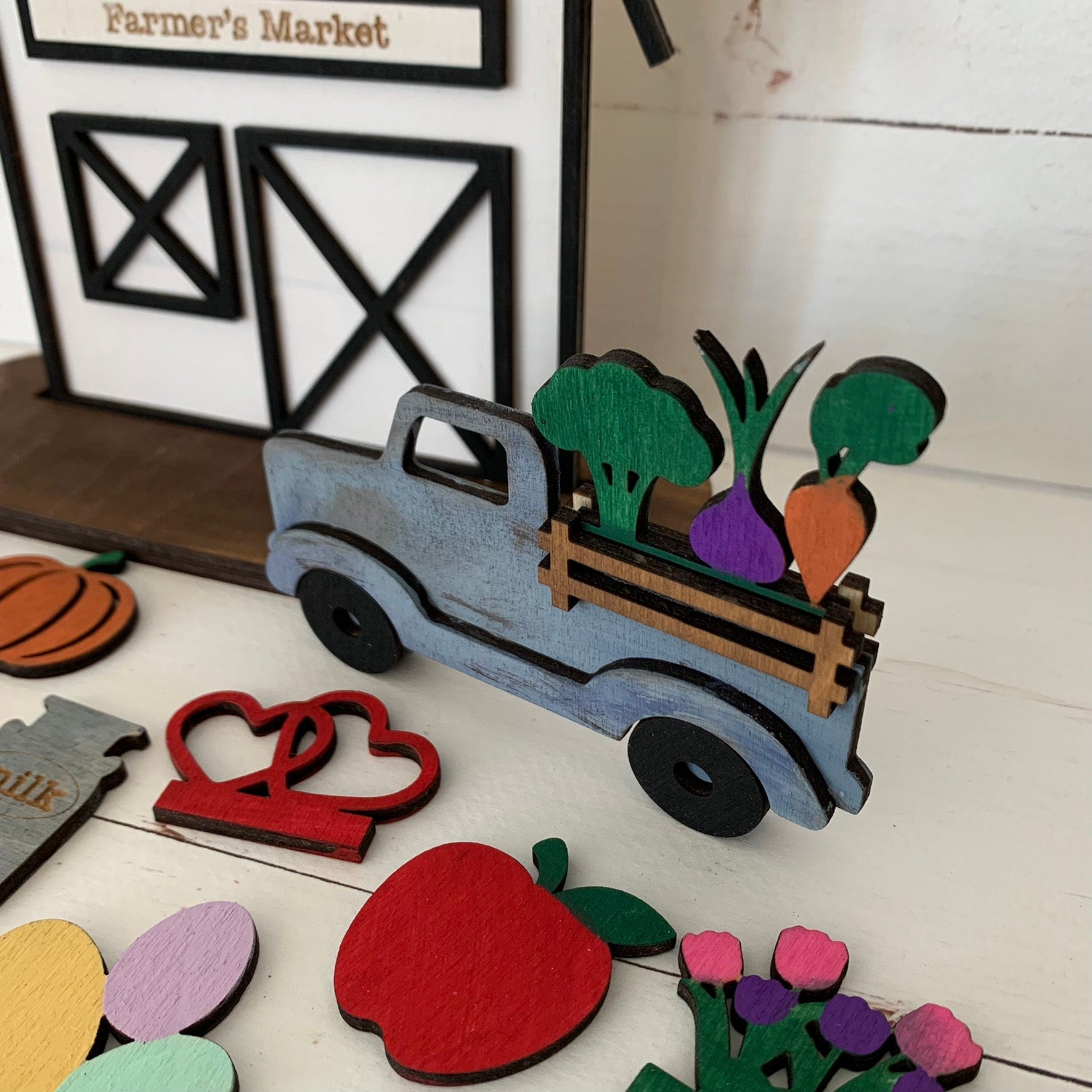 Laser Cut File - Interchangeable Barn with Vintage Truck - Digital Download SVG, DXF, AI files