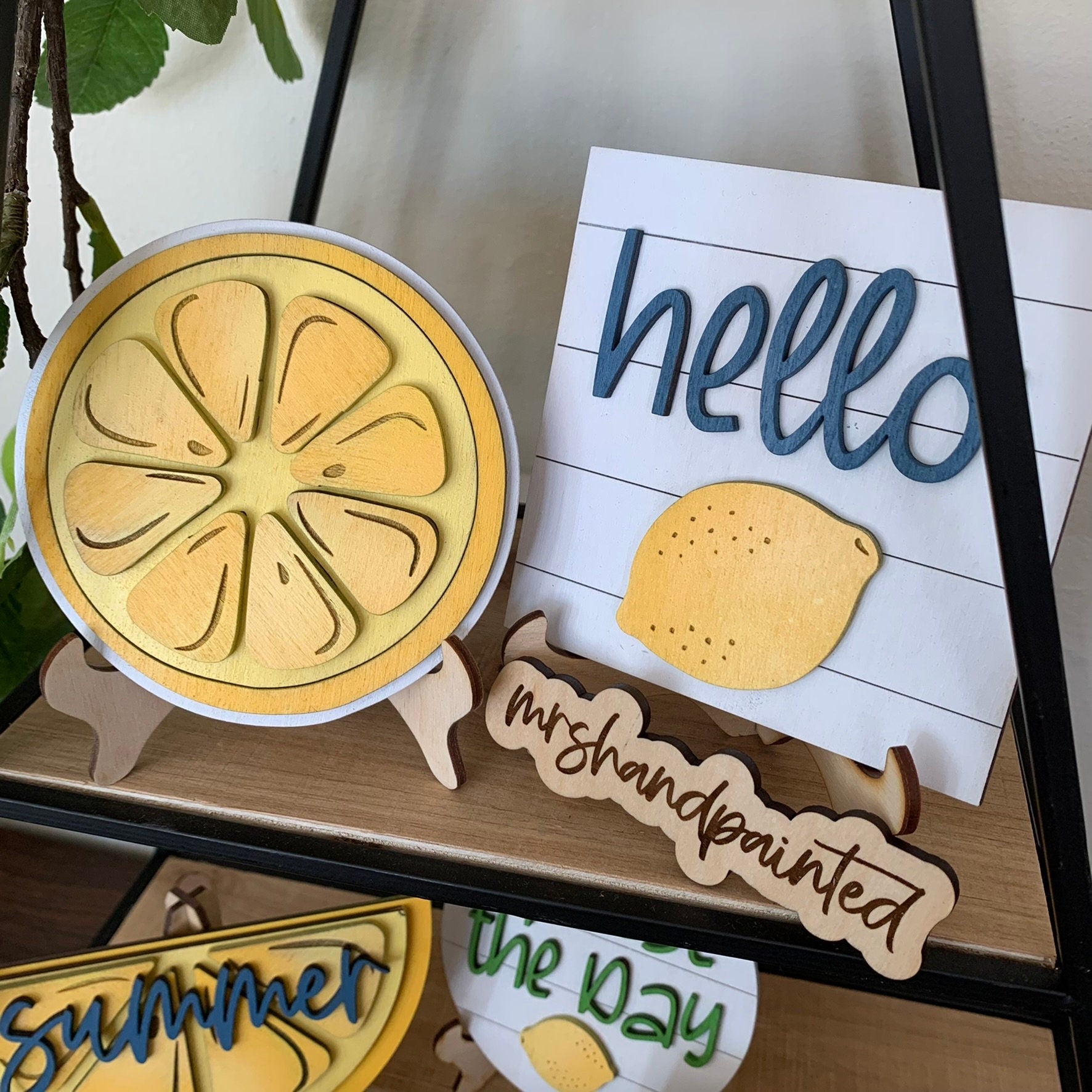 Summer Lemons Tiered Tray Decor - Laser Cut Wood Painted