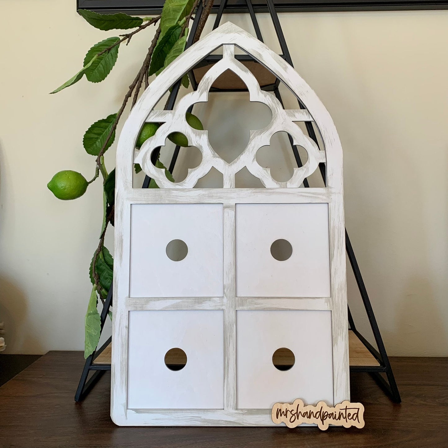 Arched Window Interchangeable Sign Backer - Laser Cut Wood Painted