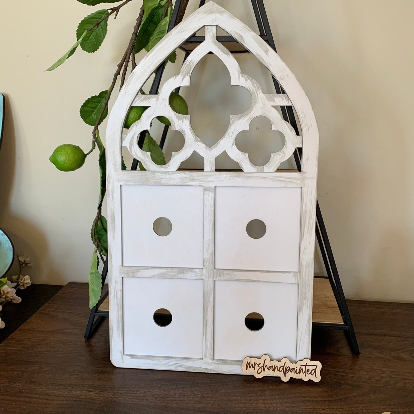 Arched Window Interchangeable Sign Backer - Laser Cut Wood Painted