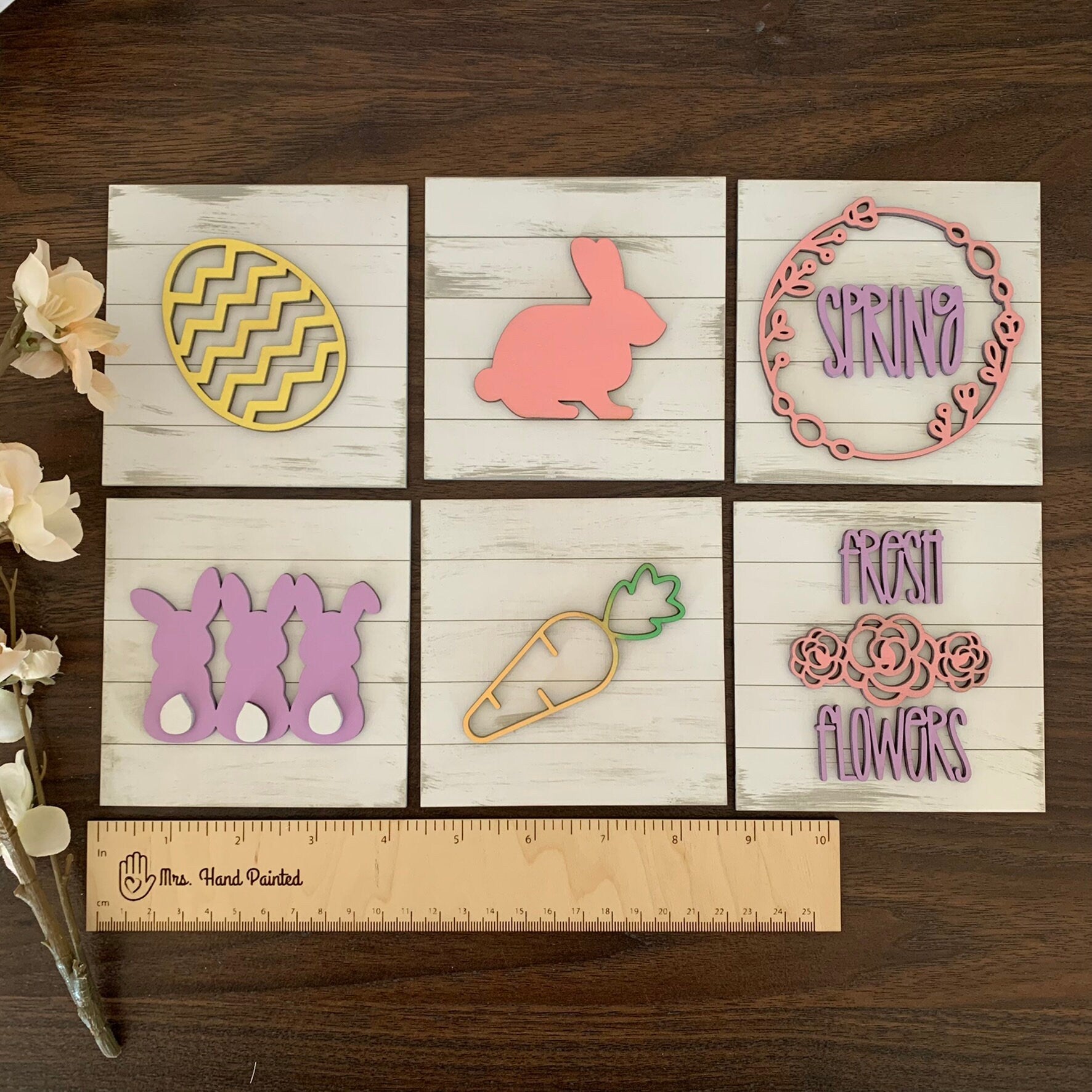 Easter and Spring Interchangeable Signs - Laser Cut Wood Painted