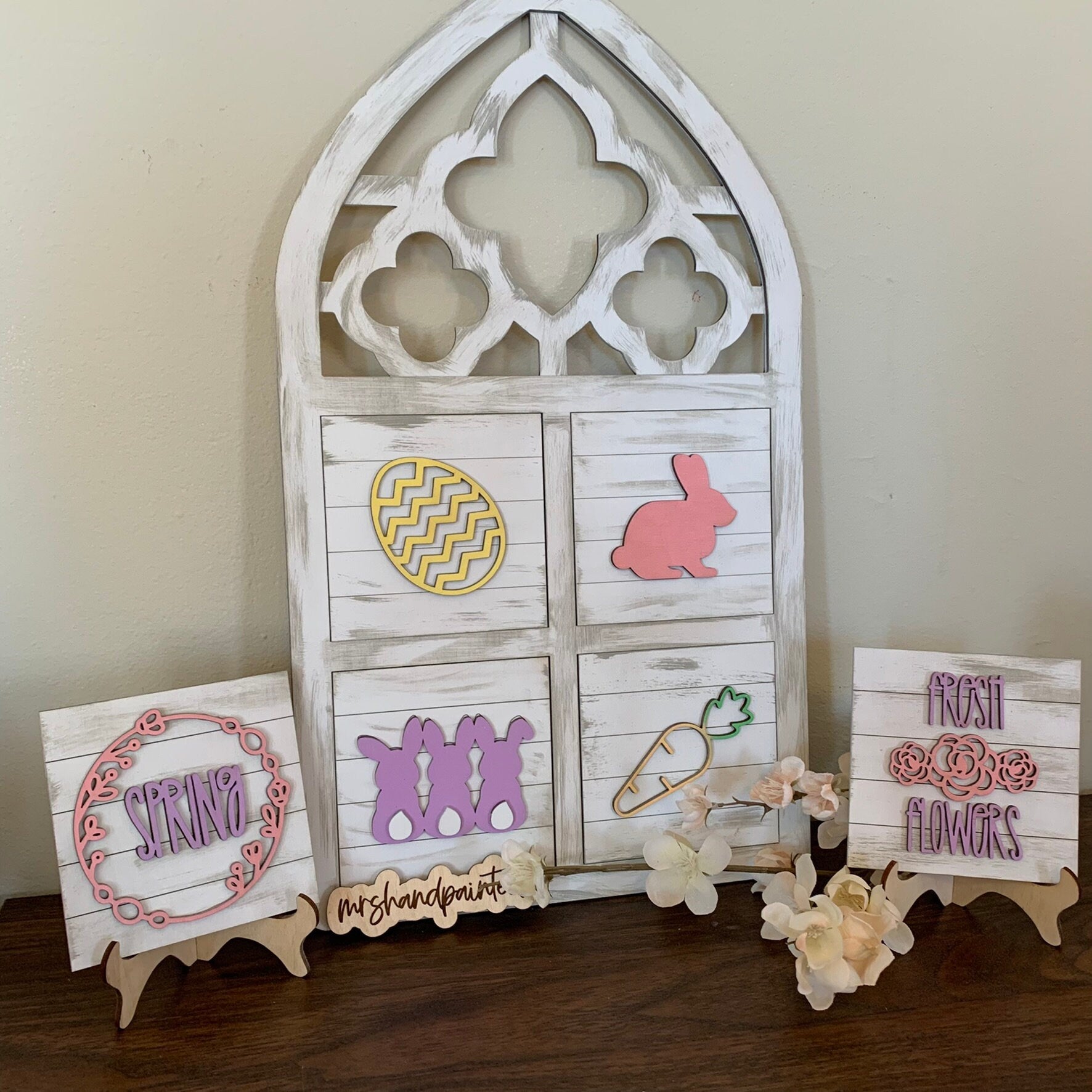 Easter and Spring Interchangeable Signs - Laser Cut Wood Painted