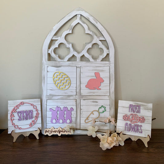 Easter and Spring Interchangeable Signs - Laser Cut Wood Painted