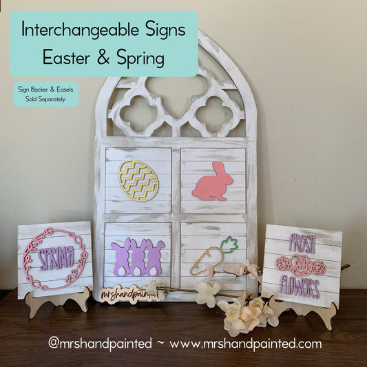 Easter and Spring Interchangeable Signs - Laser Cut Wood Painted