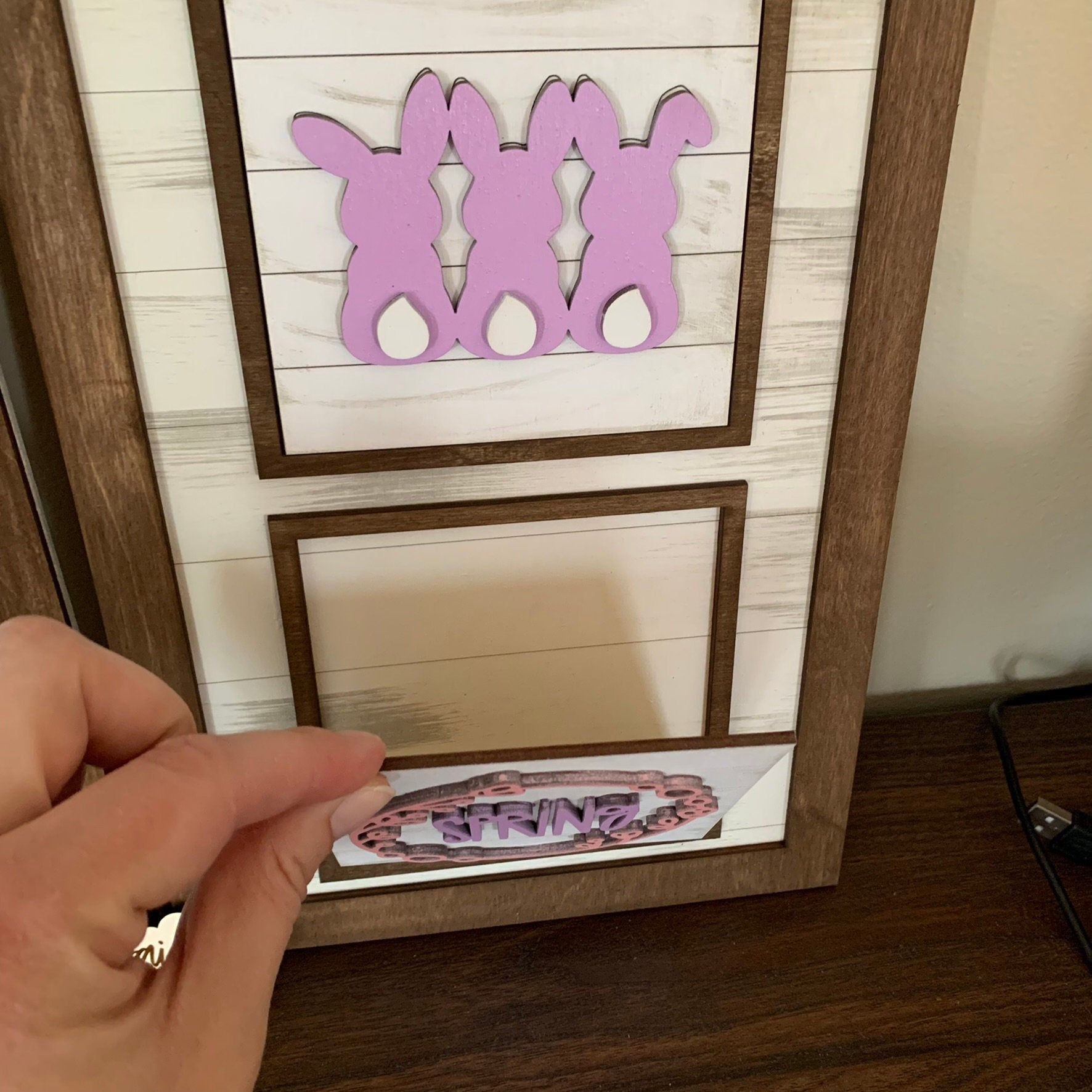 Rustic Shiplap Interchangeable Sign Backer - Laser Cut Wood Painted