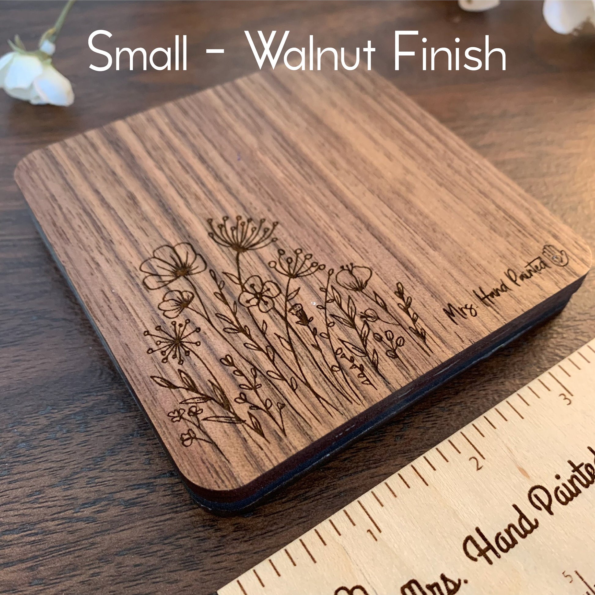 Bee Creative - Honeybee - Custom Engraved Wood Watercolor Box with Hand Drawn Design