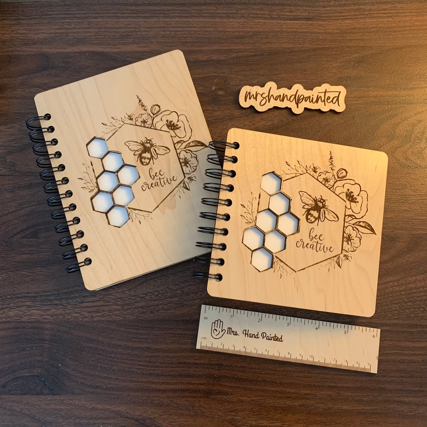 Laser Engraved Maple Wood Art Sketchbook, Bee Creative Hand Drawn Artwork