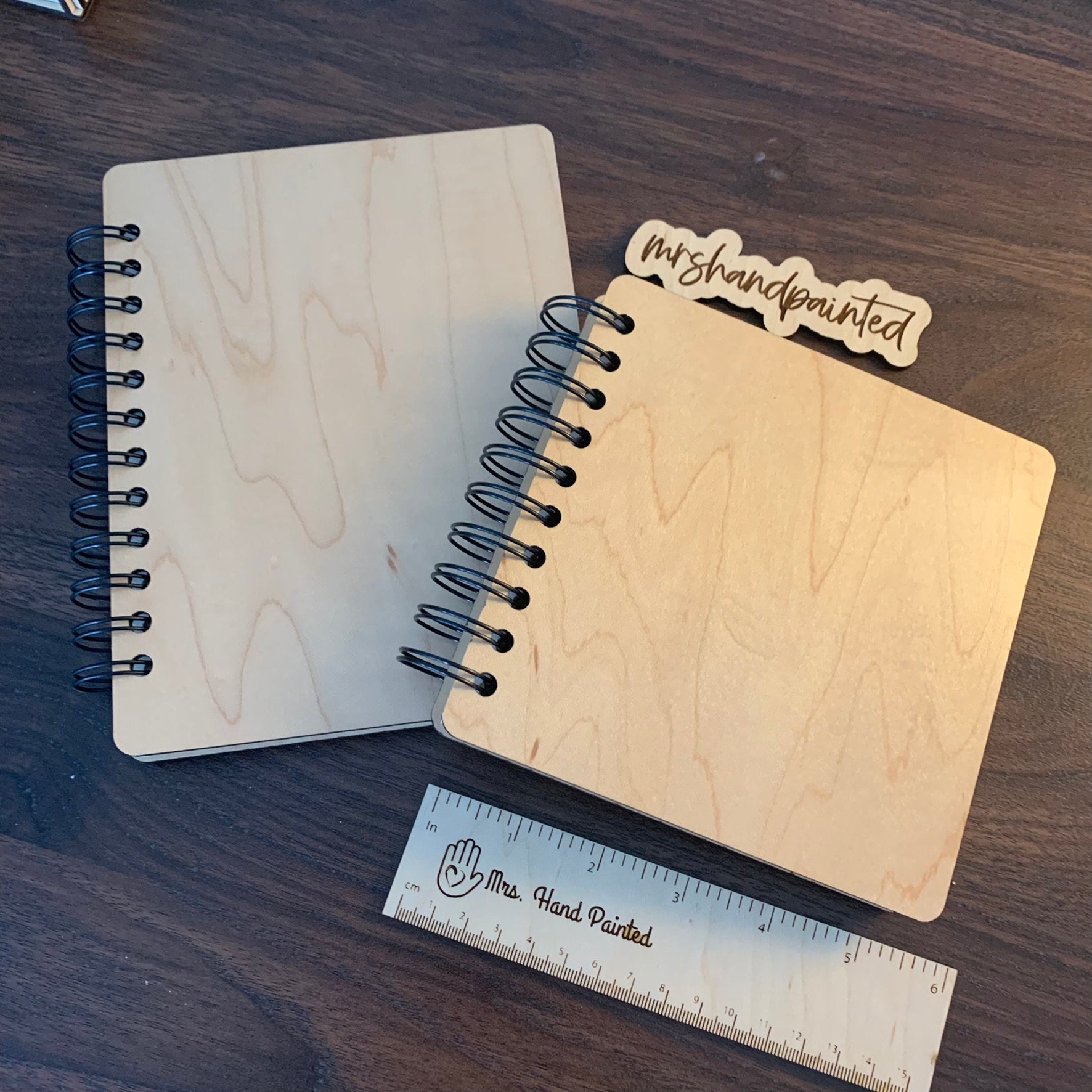 Custom Laser Engraved Wood Sketchbook - Poppy Floral Motif