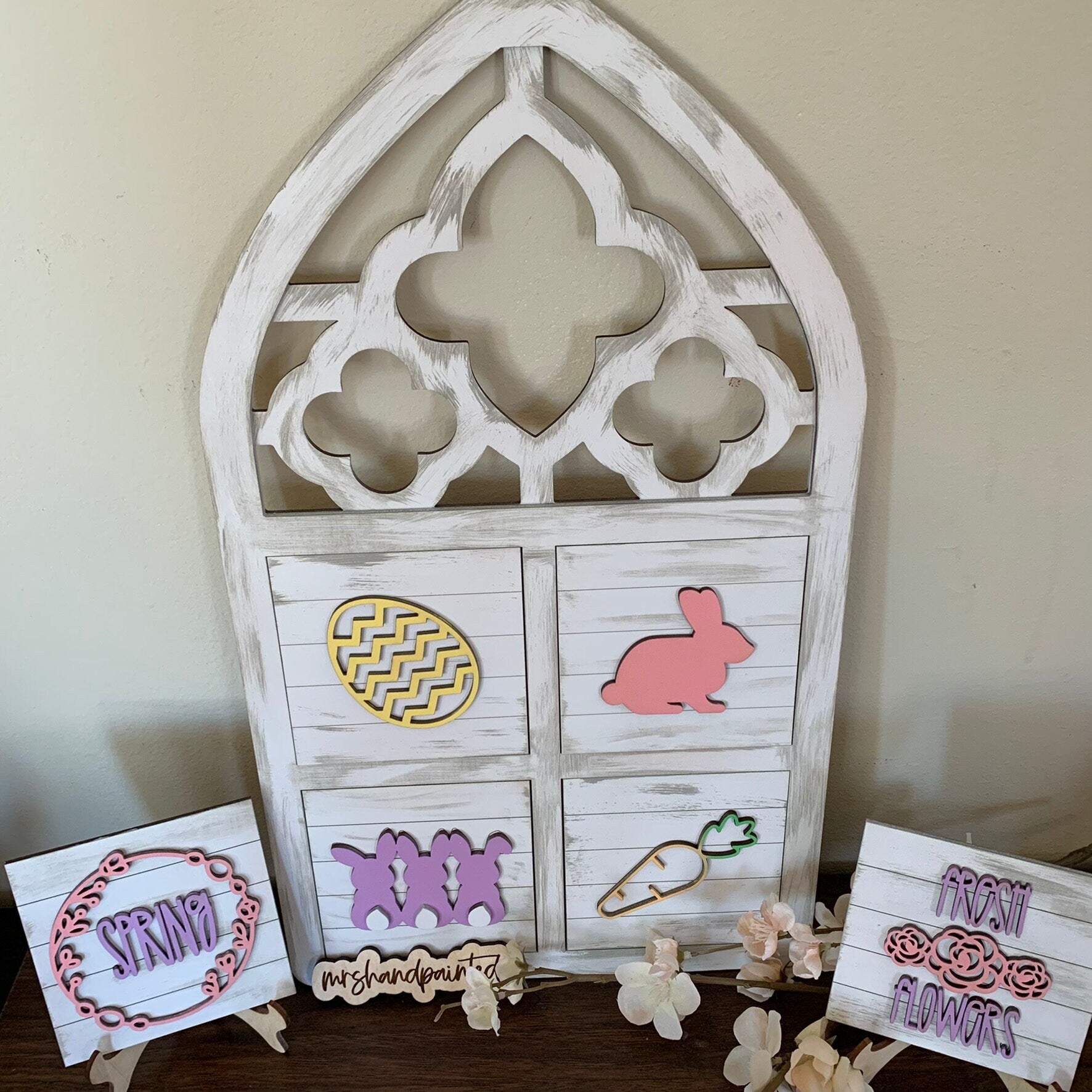 Easter and Spring Interchangeable Signs - Laser Cut Wood Painted