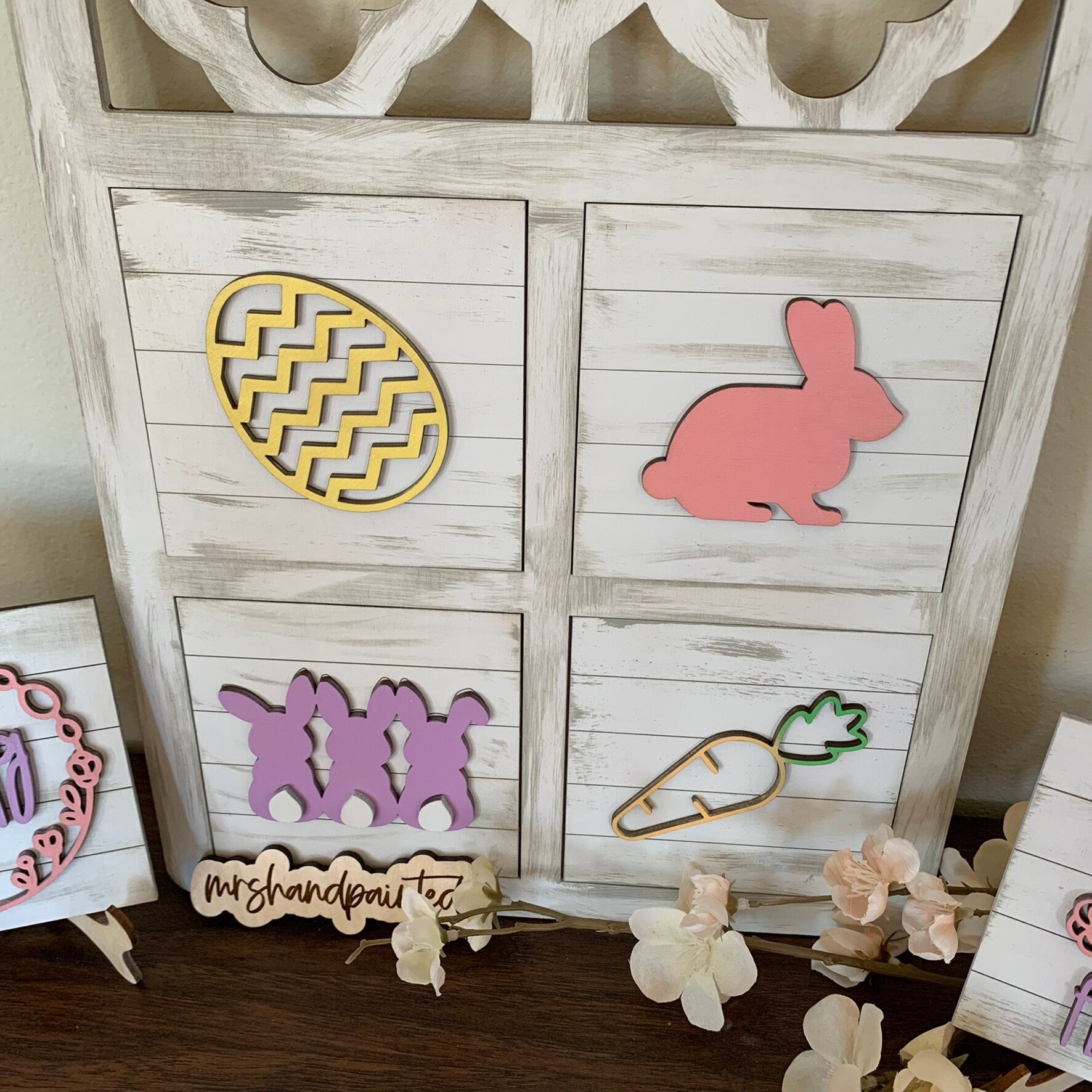 Easter and Spring Interchangeable Signs - Laser Cut Wood Painted