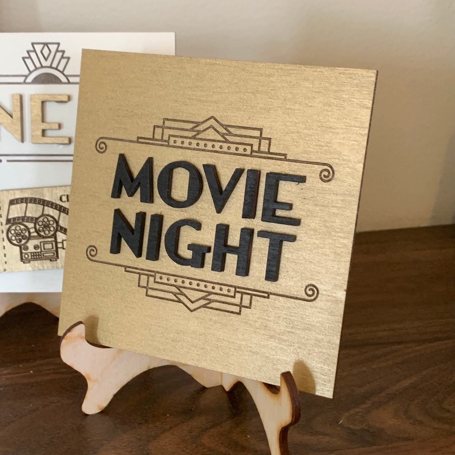 Retro Movie Theater Interchangeable Signs - Laser Cut Wood Painted