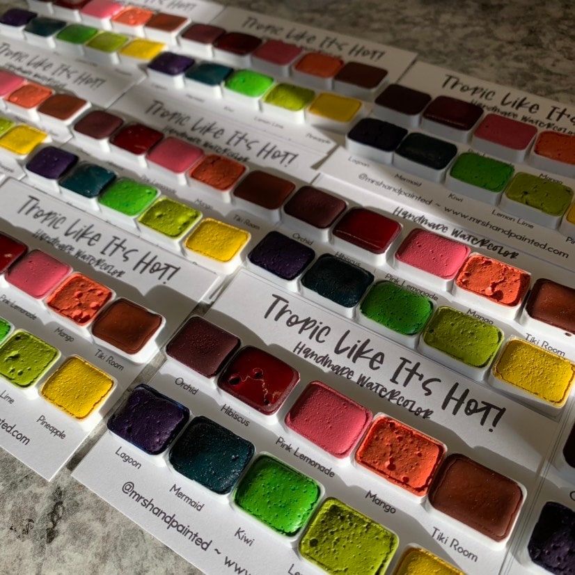 Handmade Watercolor Paint Set - TROPICAL COLORS "Tropic Like It's Hot"