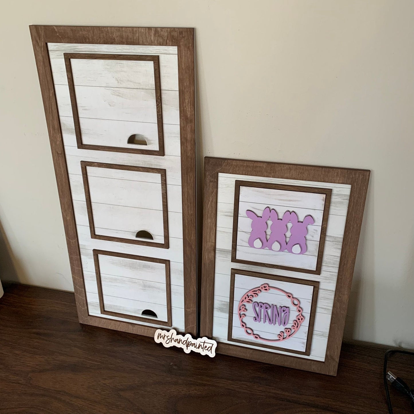 Rustic Shiplap Interchangeable Sign Backer - Laser Cut Wood Painted