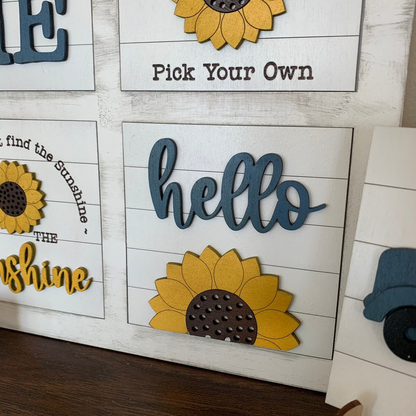 Laser Cut File - Sunflower Interchangeable Signs - Digital Download SVG, DXF, AI files