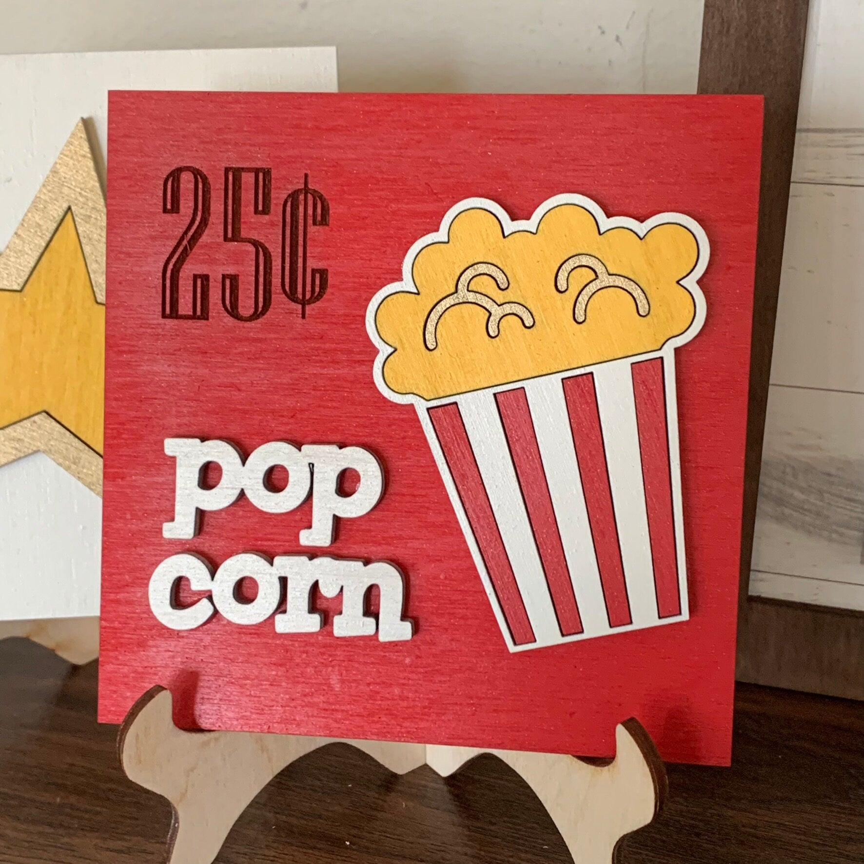 Retro Movie Theater Interchangeable Signs - Laser Cut Wood Painted