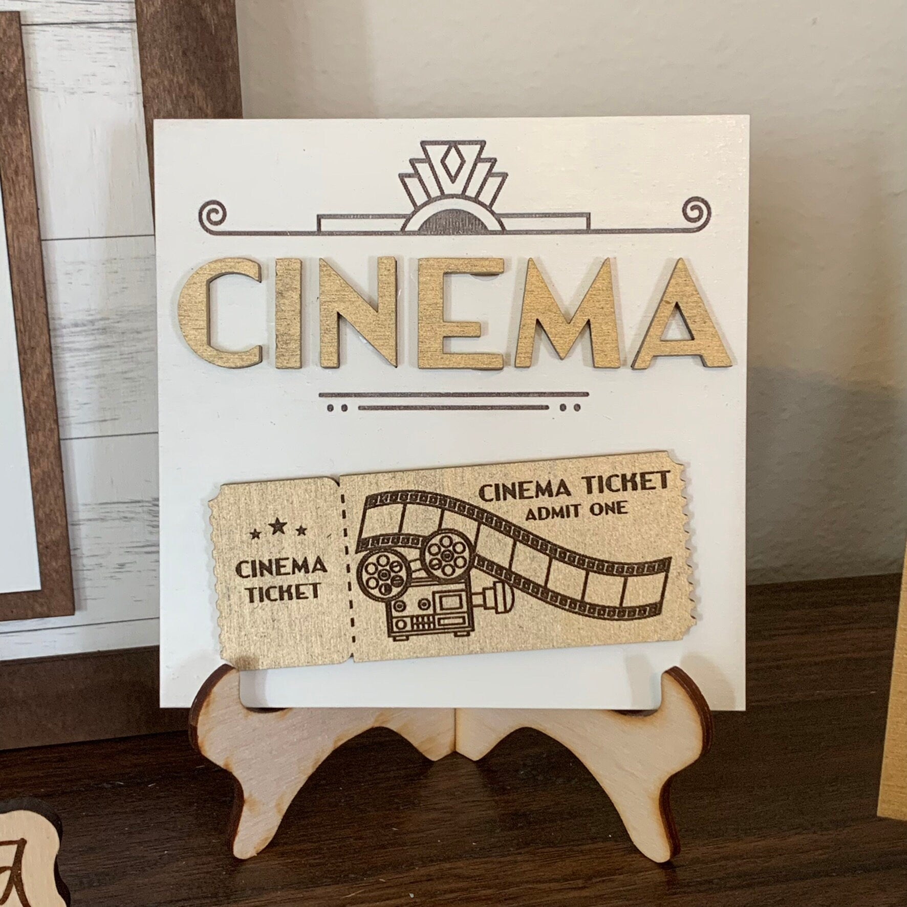 Retro Movie Theater Interchangeable Signs - Laser Cut Wood Painted