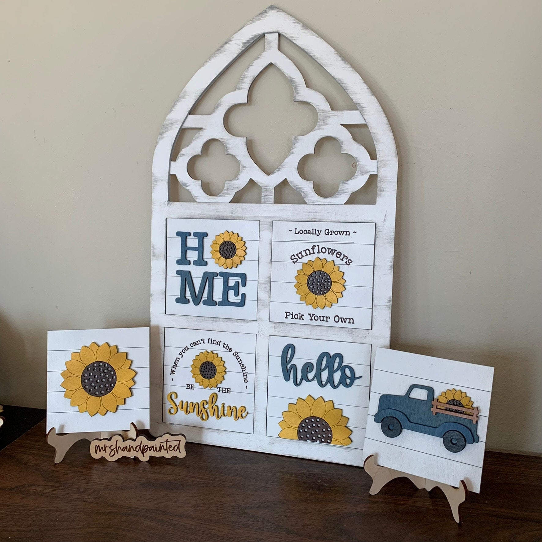 Laser Cut File - Sunflower Interchangeable Signs - Digital Download SVG, DXF, AI files