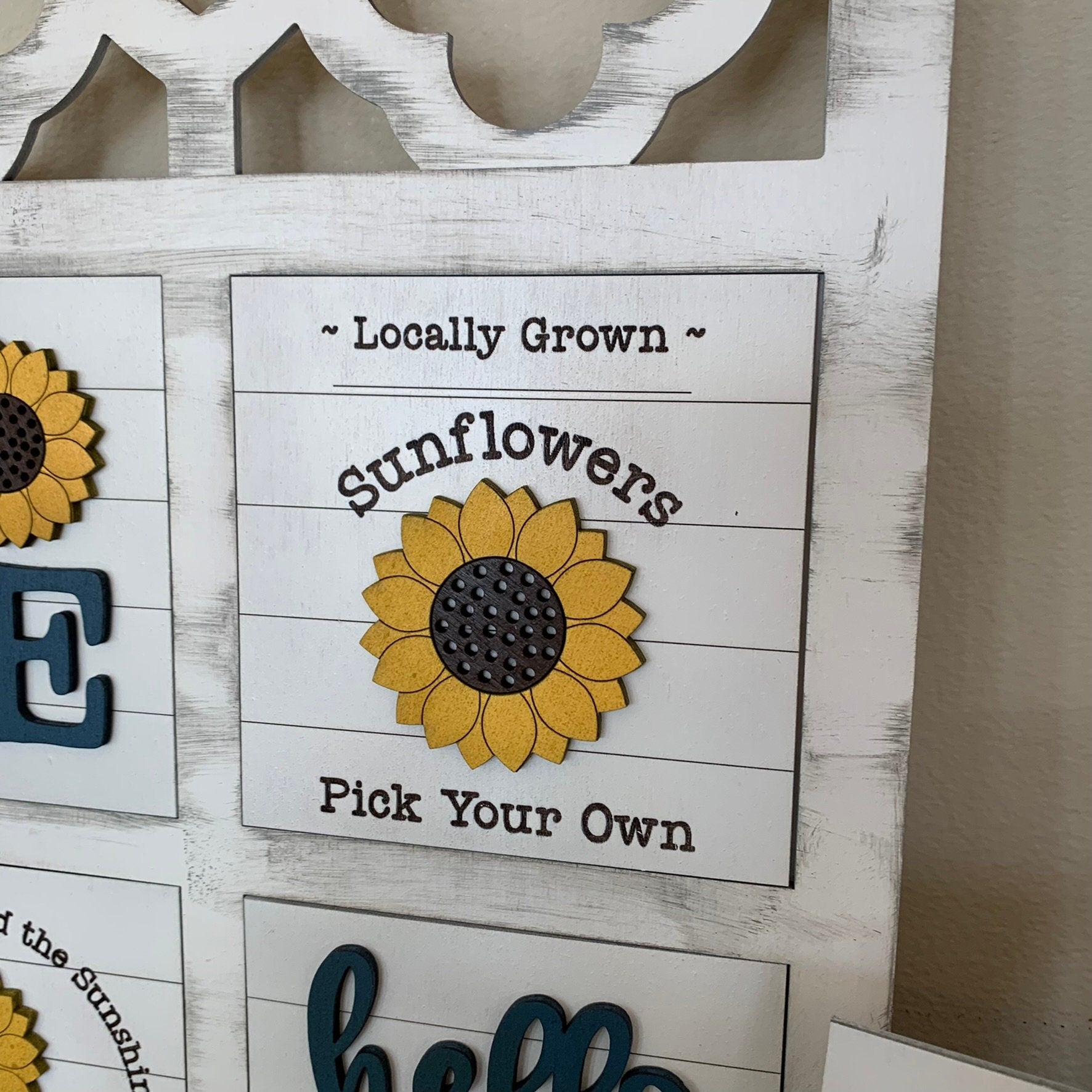 Laser Cut File - Sunflower Interchangeable Signs - Digital Download SVG, DXF, AI files