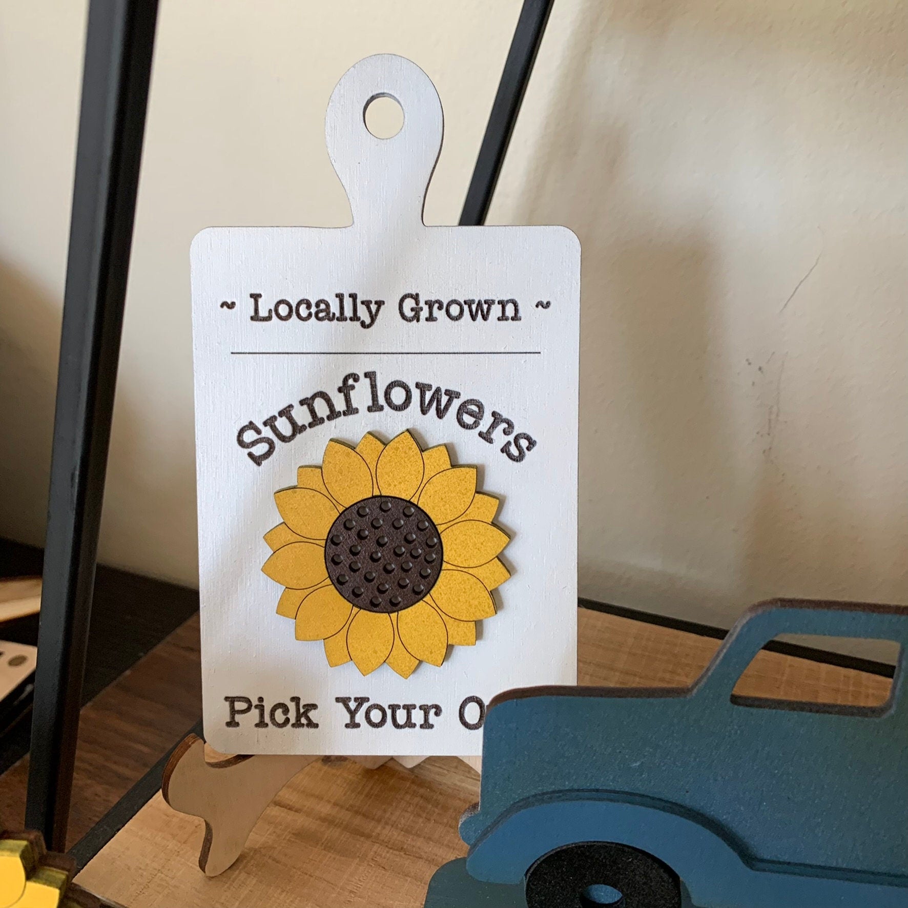 Laser Cut File - Farmhouse Sunflower Tiered Tray Pieces - Digital Download SVG, DXF, AI files