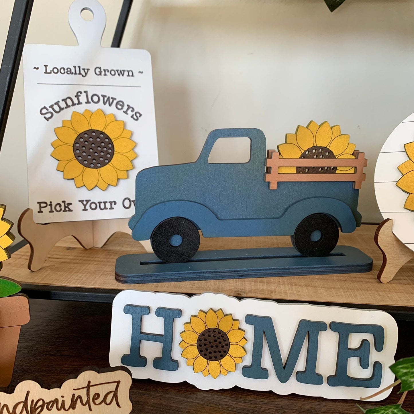 Laser Cut File - Farmhouse Sunflower Tiered Tray Pieces - Digital Download SVG, DXF, AI files