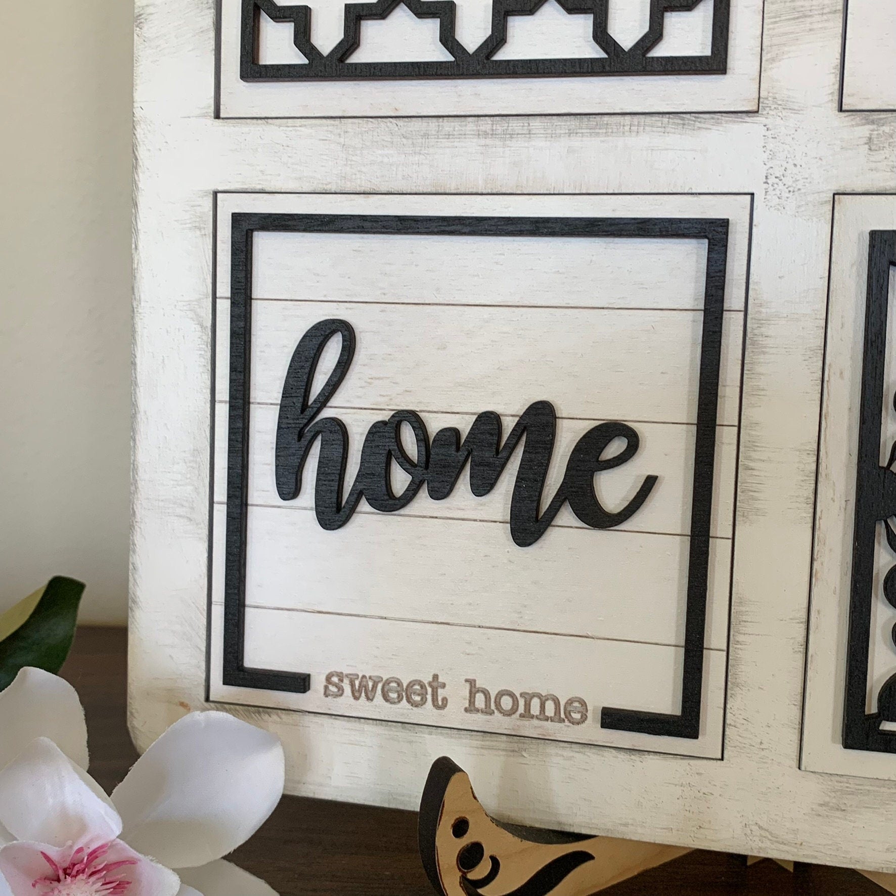 Farmhouse Style HOME Interchangeable Signs - Laser Cut Wood Painted