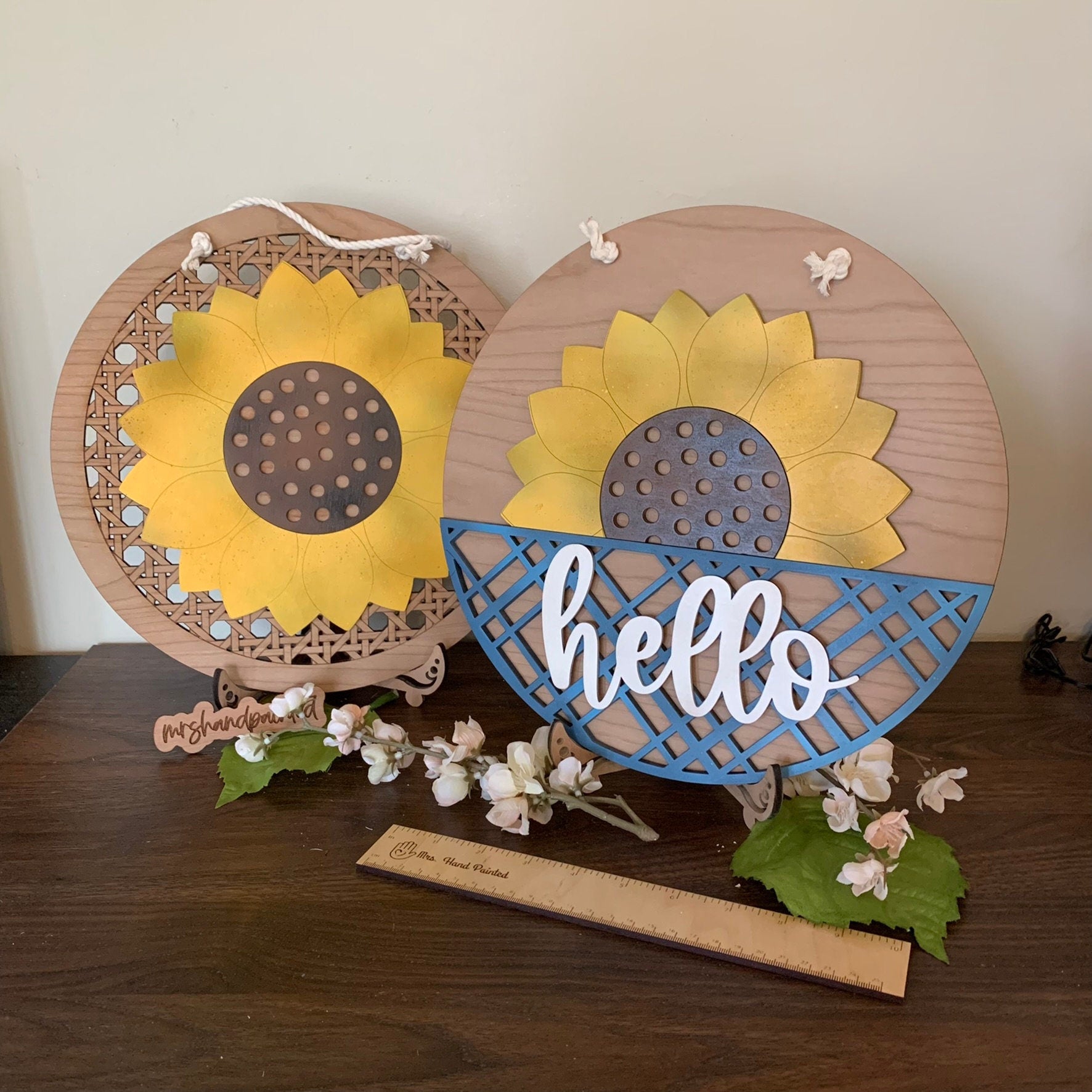 Laser Cut File - Farmhouse Sunflower Door Hangers - Digital Download SVG, DXF, AI files