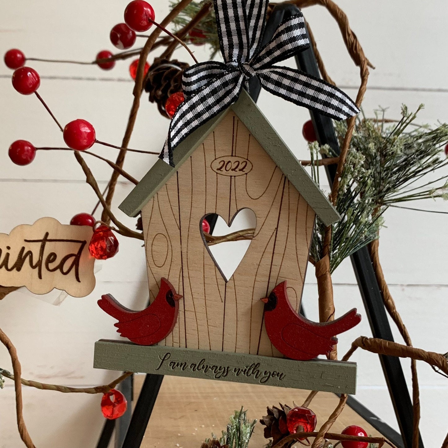 Digital Cut File - Laser Cut Ornament - Cardinal Birdhouse