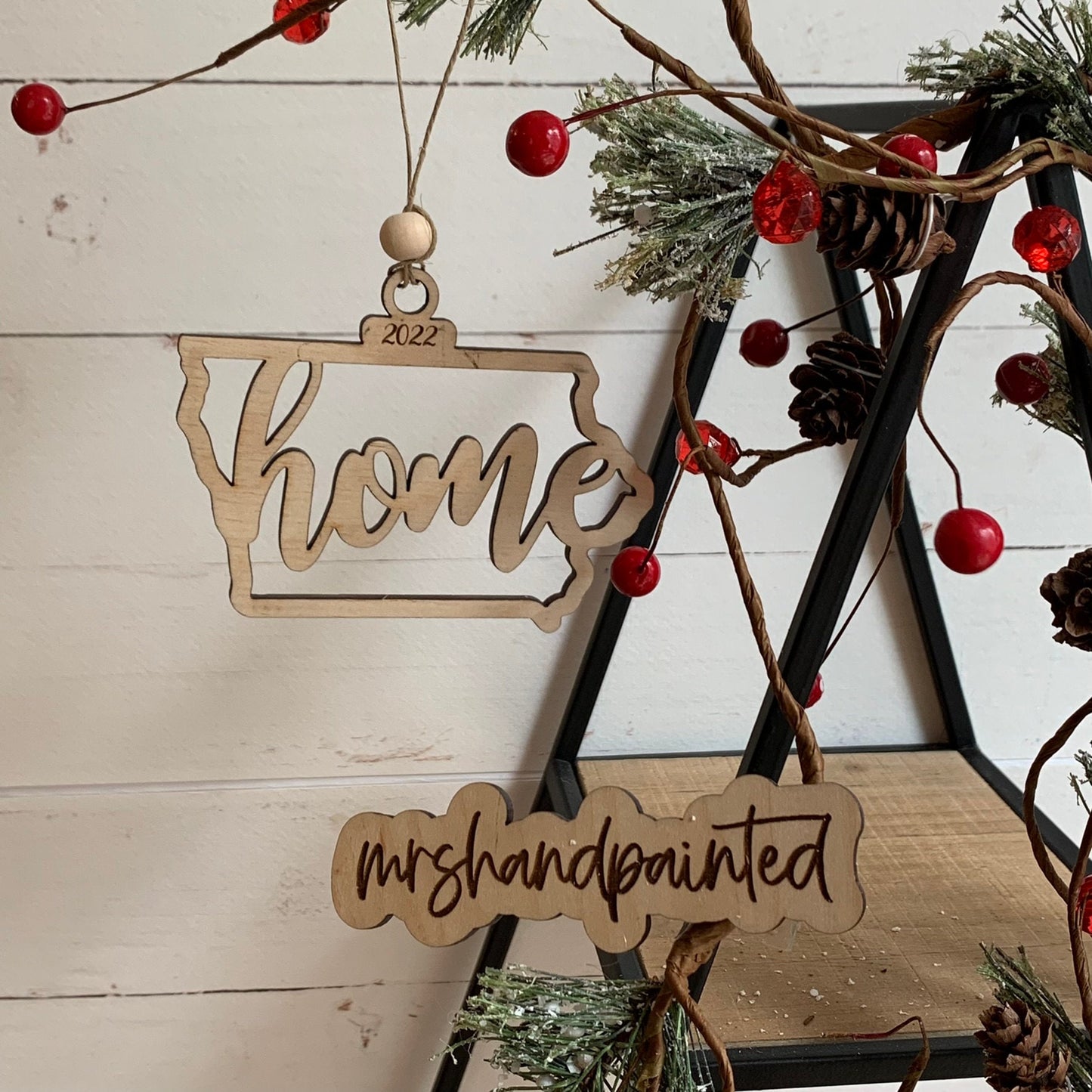 Iowa "home" State Ornament dated 2022 - Laser Cut Wood