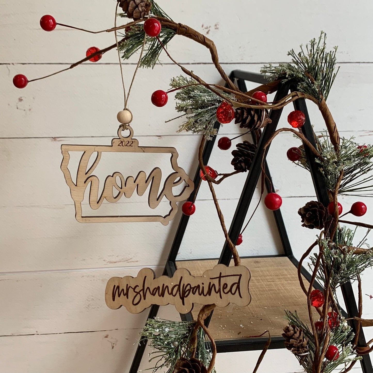 Iowa "home" State Ornament dated 2022 - Laser Cut Wood