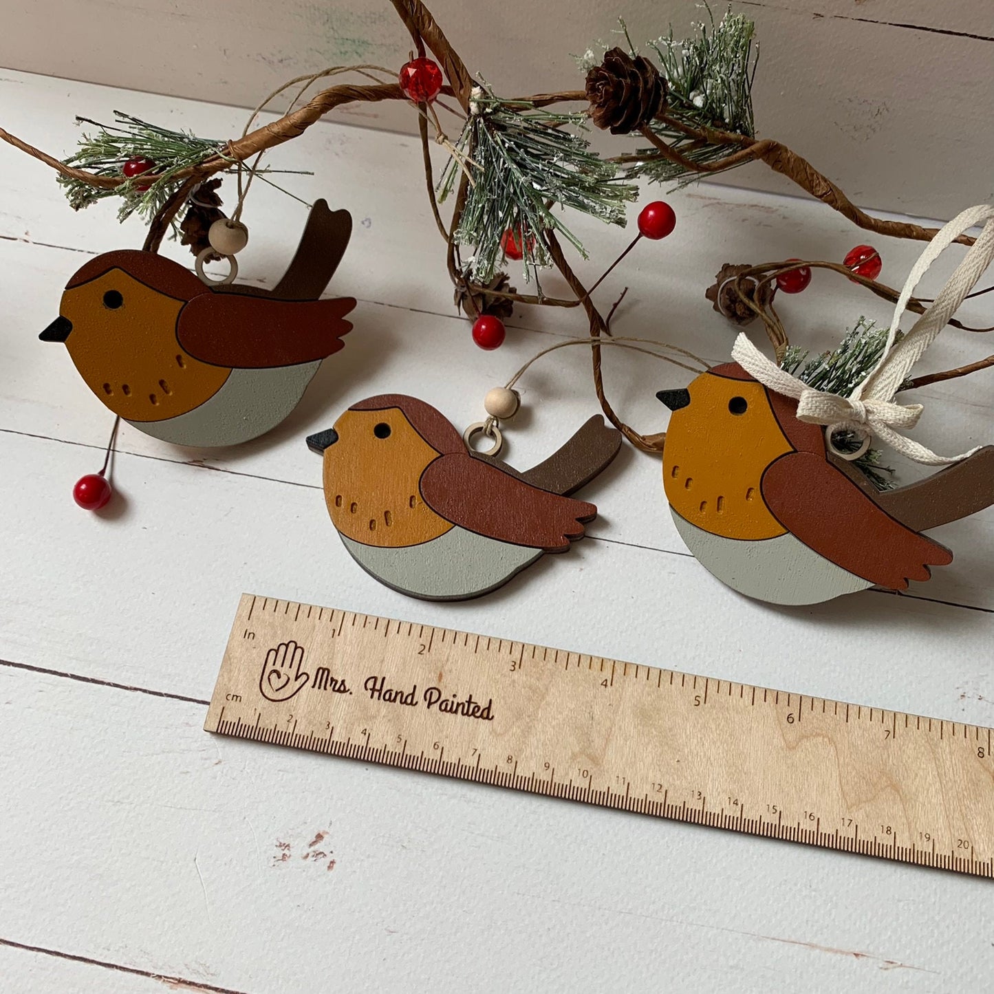 Laser Cut Wood Robin Christmas Ornament