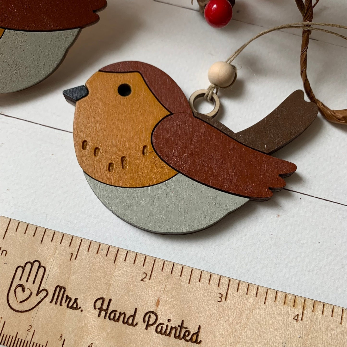Laser Cut Wood Robin Christmas Ornament