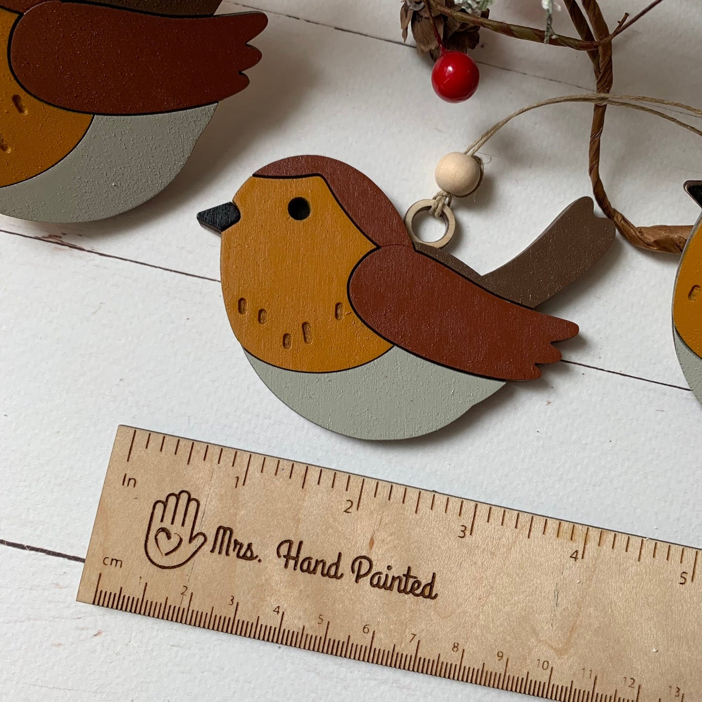 Laser Cut Wood Robin Christmas Ornament