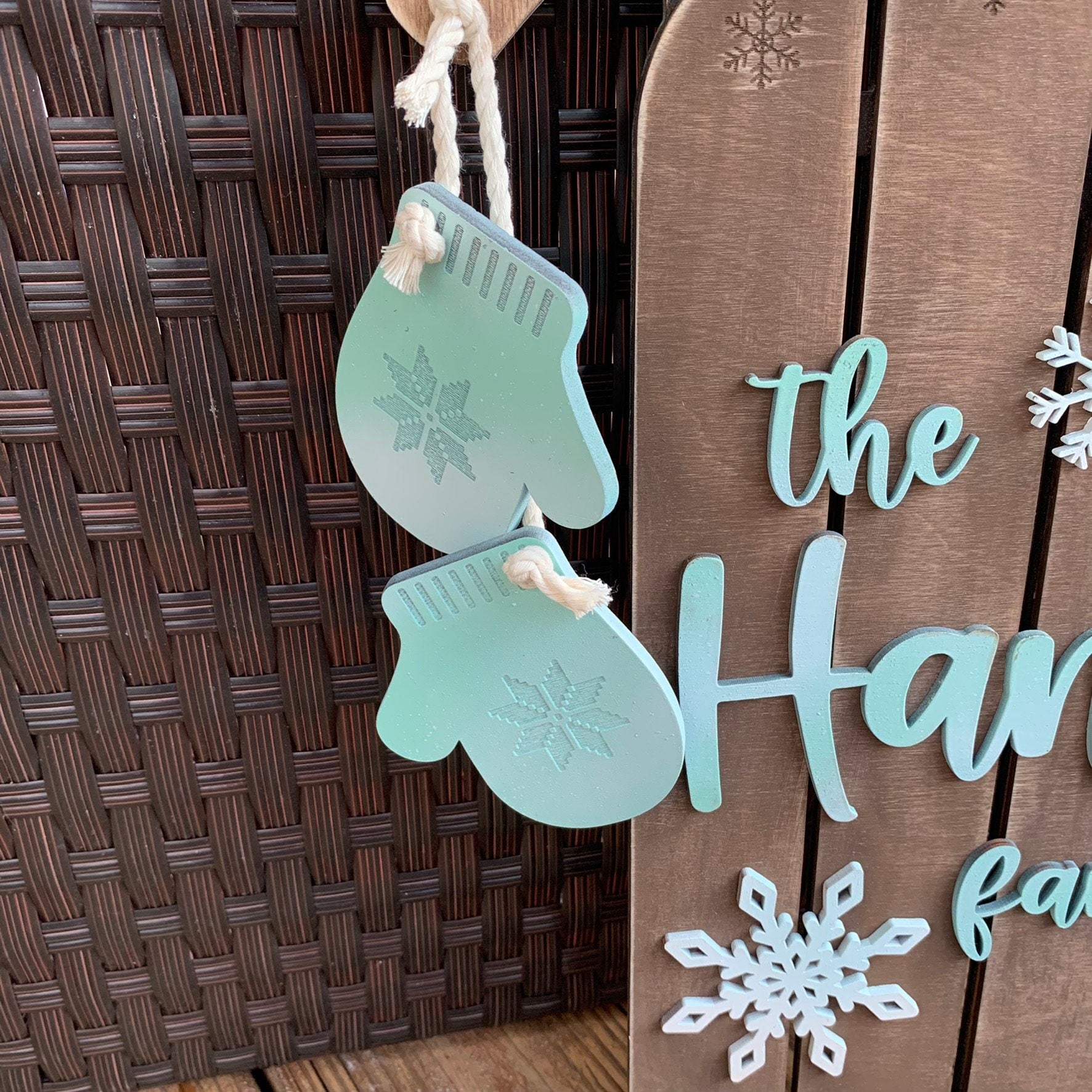 Laser Cut File - Snowflakes Sled Door Hangers - Digital Download SVG, DXF, AI files