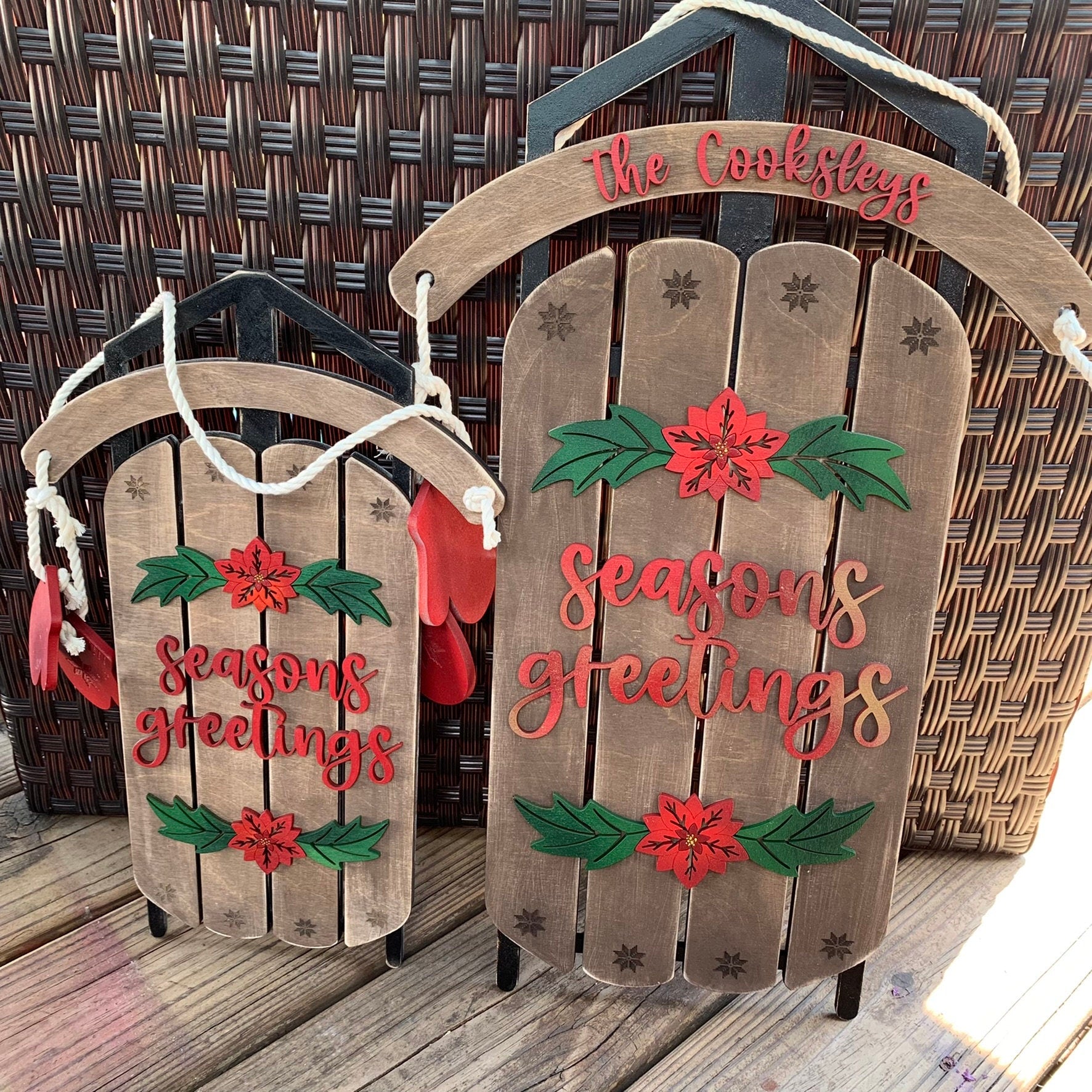 Laser Cut File - Season's Greetings Sled Door Hangers - Digital Download SVG, DXF, AI files