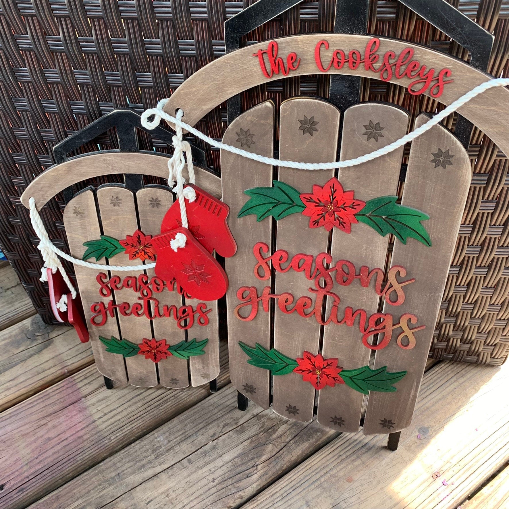 Laser Cut File - Season's Greetings Sled Door Hangers - Digital Download SVG, DXF, AI files