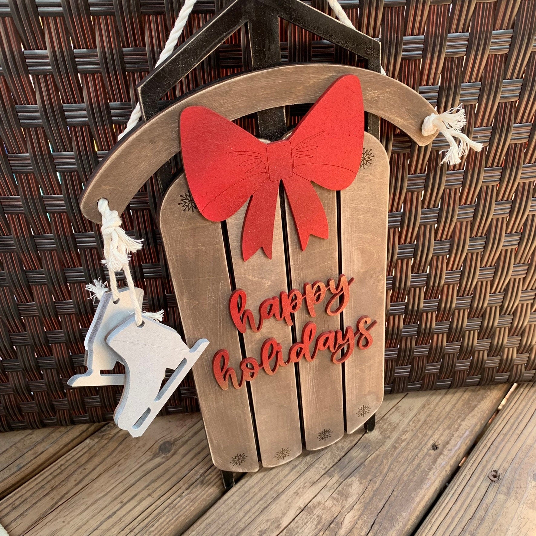 Laser Cut File - Happy Holidays Sled Door Hangers - Digital Download SVG, DXF, AI files