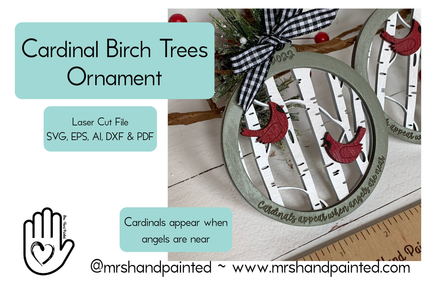 Digital Cut File - Laser Cut Ornament - Cardinal Ornaments Bundle