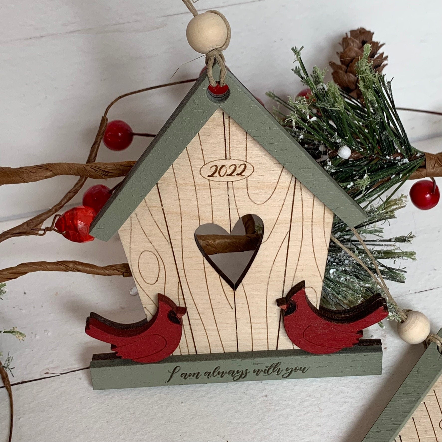 Digital Cut File - Laser Cut Ornament - Cardinal Birdhouse