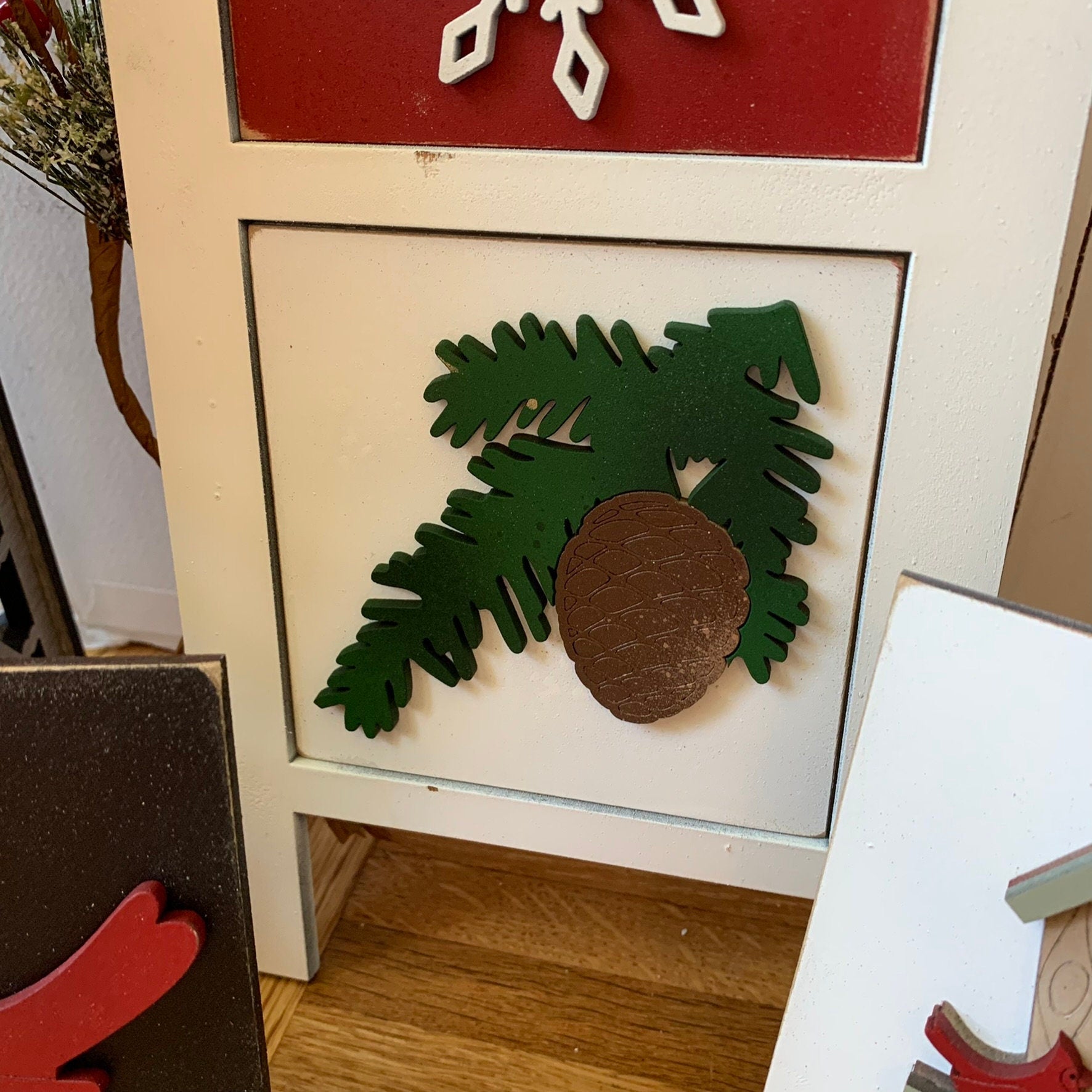 Laser Cut File - Farmhouse Christmas Ladder Tiles - Interchangeable Signs - Digital Download