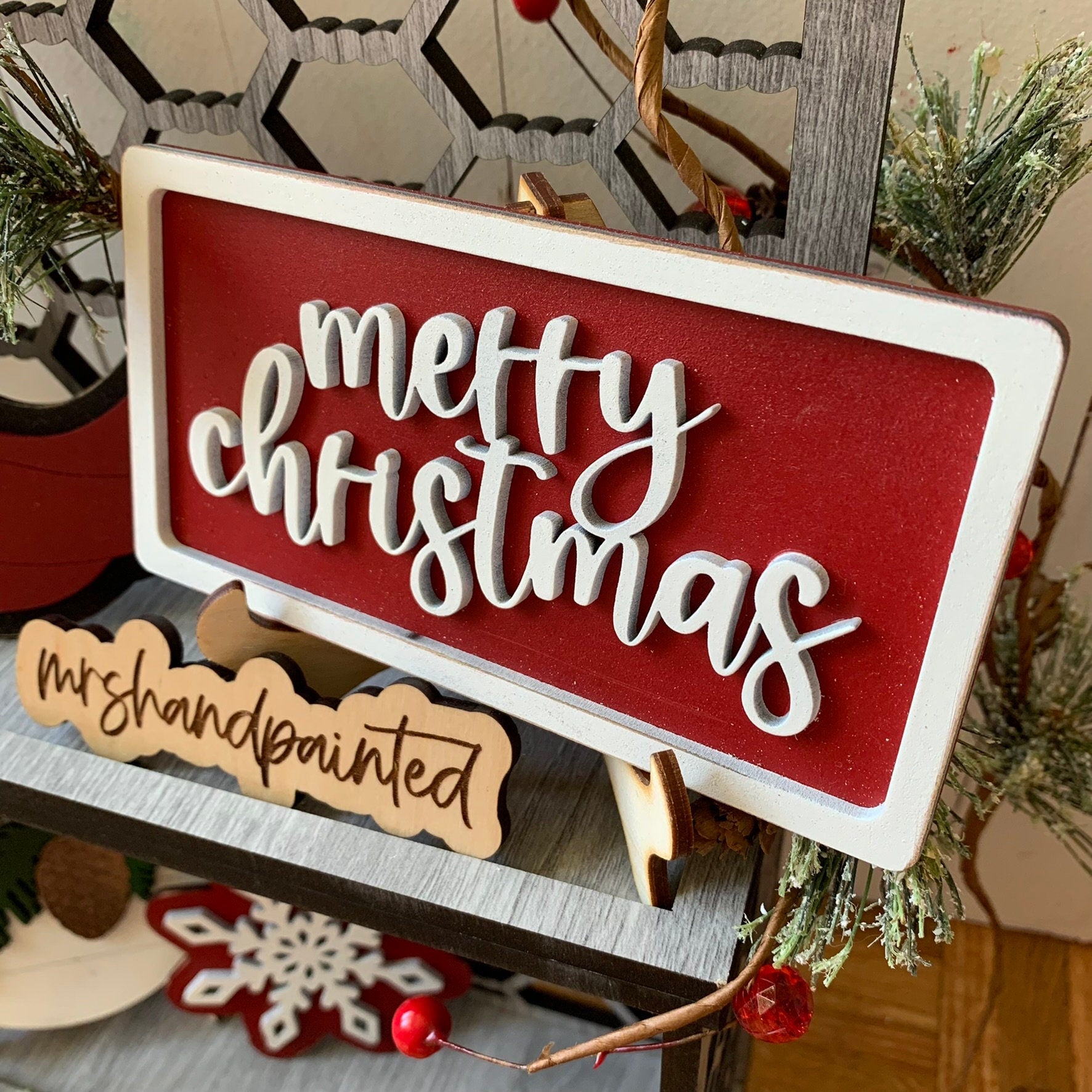 Laser Cut File - Farmhouse Christmas Tiered Tray Set - Digital Download
