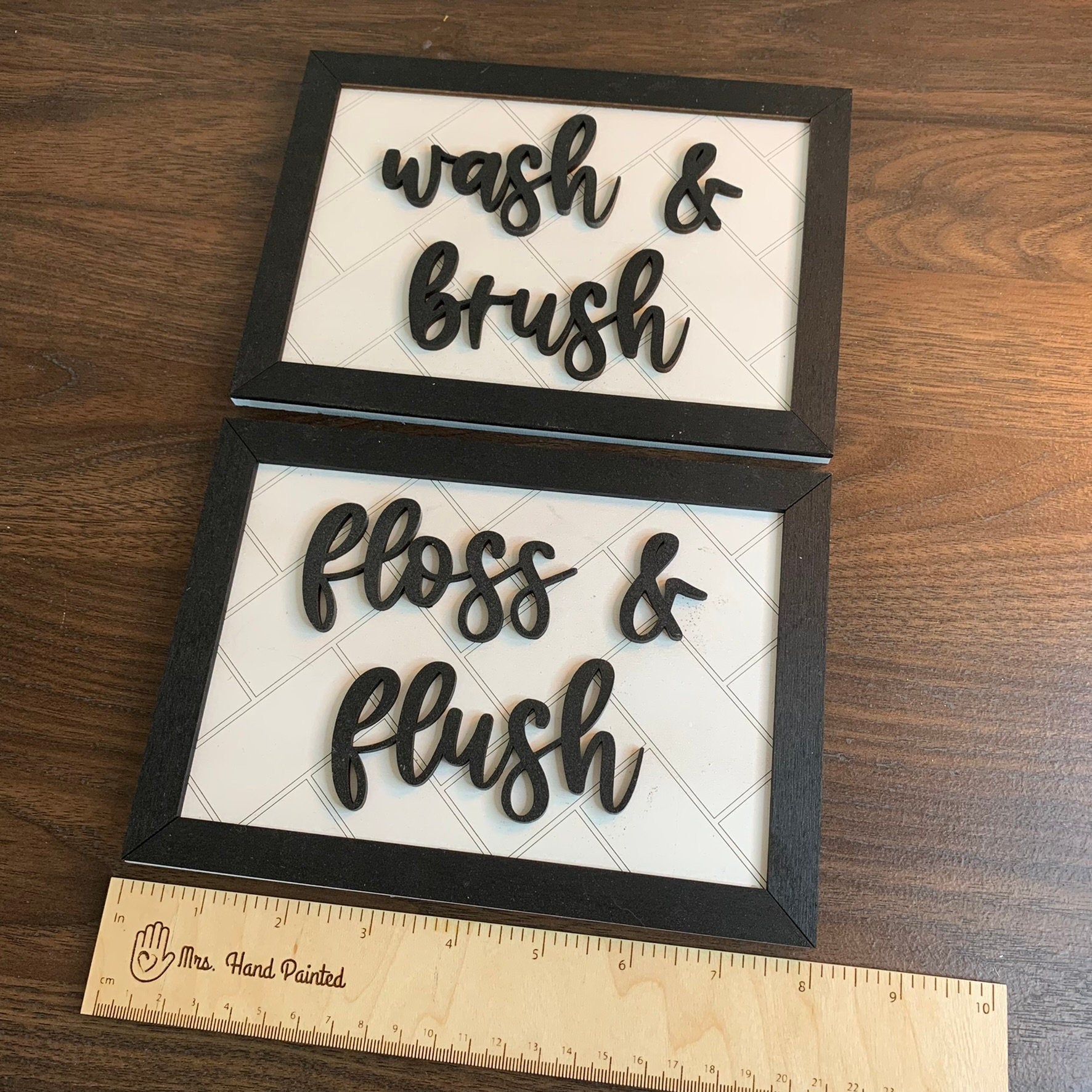 Digital Laser Cut File - Bathroom Signs - Brush and Wash, Floss and Flush - Digital Download