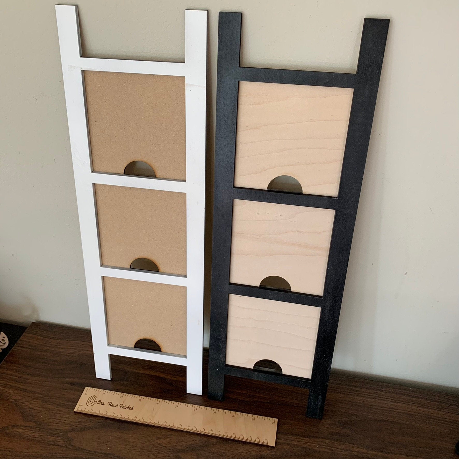 Leaning Ladders and Interchangeable Sign Backers - Laser Cut Wood Painted