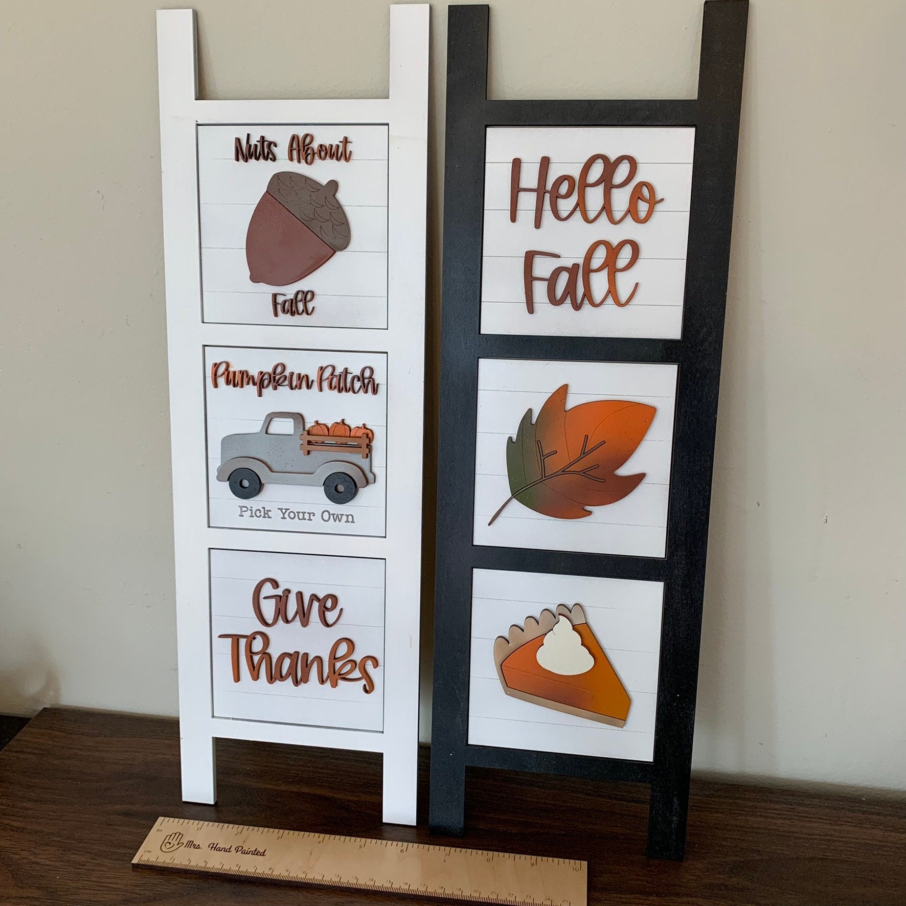 Fall and Pumpkins Interchangeable Signs - Laser Cut Wood Painted