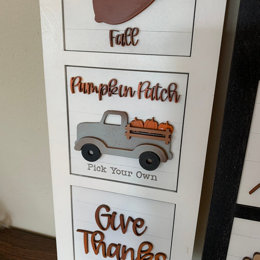 Fall and Pumpkins Interchangeable Signs - Laser Cut Wood Painted