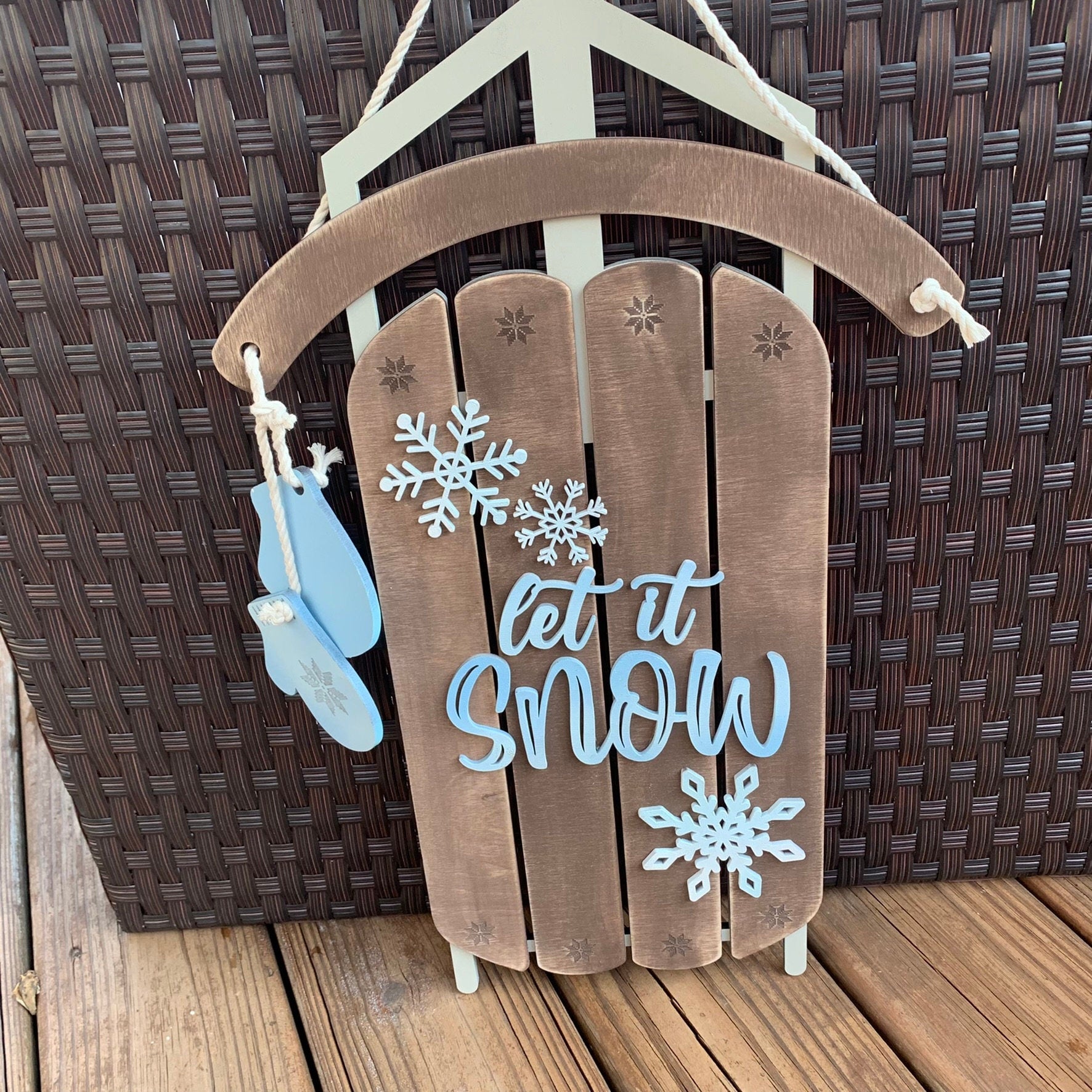 Laser Cut File - Snowflakes Sled Door Hangers - Digital Download SVG, DXF, AI files