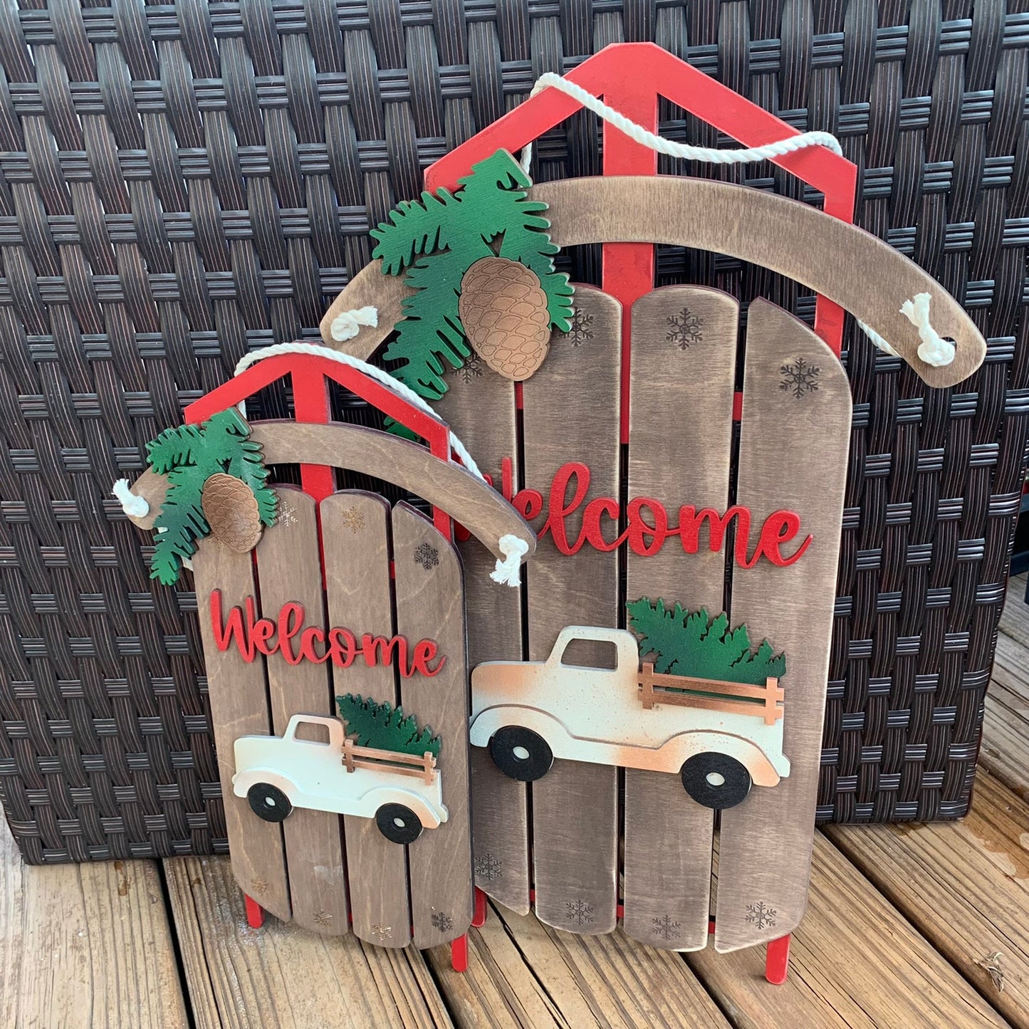 Laser Cut File - Vintage Truck Welcome Sled Door Hangers - Digital Download SVG, DXF, AI files