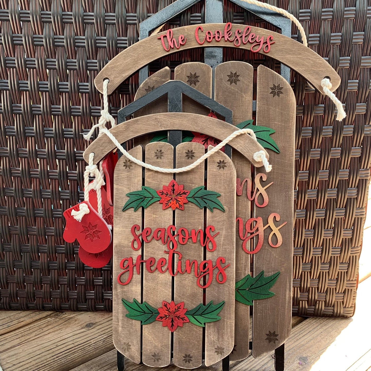 Laser Cut File - Season's Greetings Sled Door Hangers - Digital Download SVG, DXF, AI files