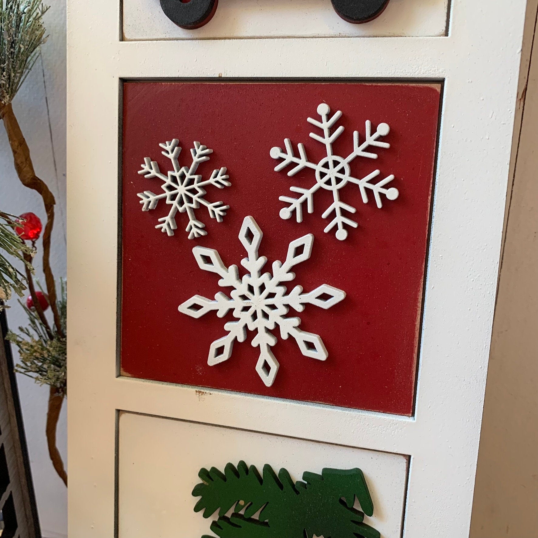Farmhouse Christmas Interchangeable Signs - Laser Cut Wood Painted