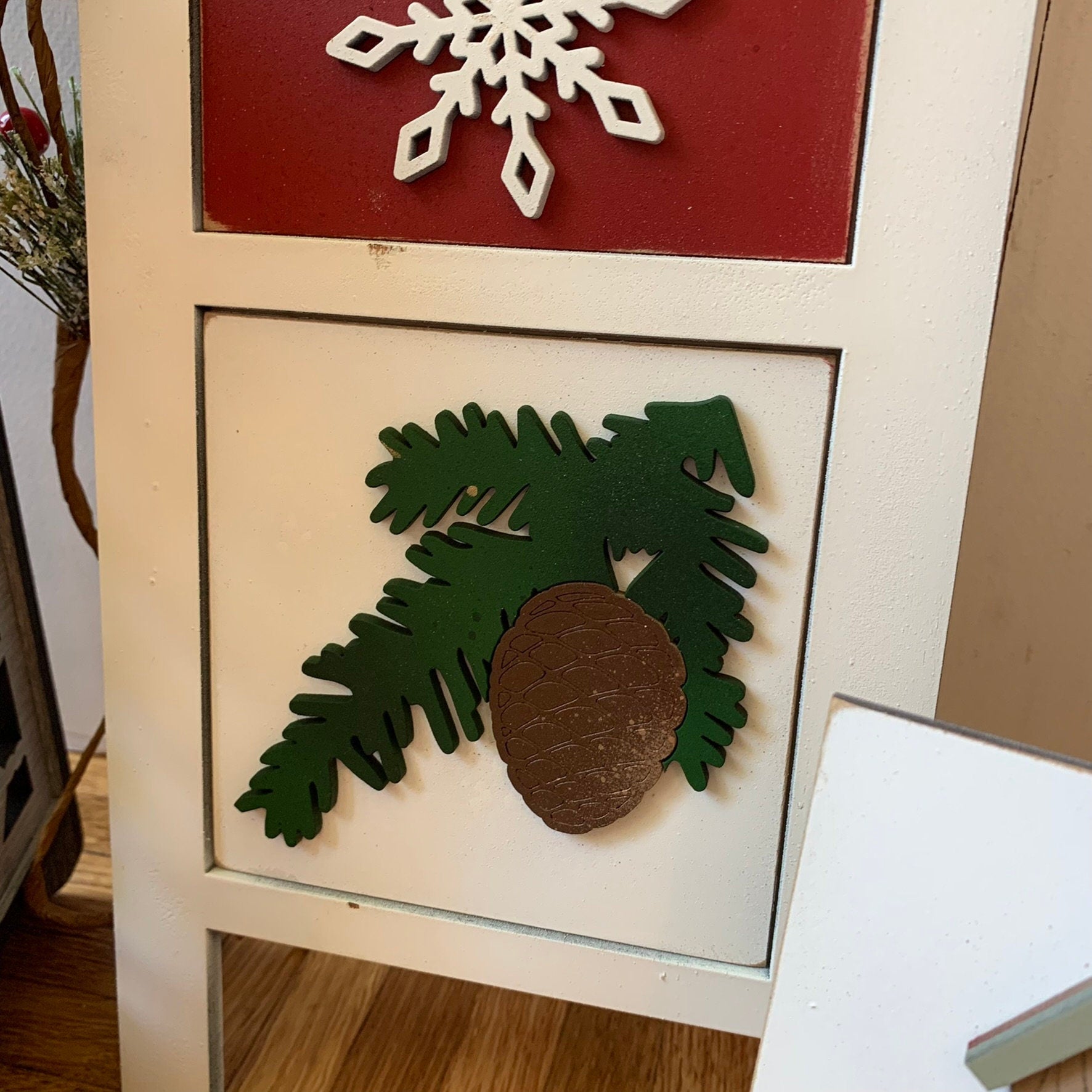 Farmhouse Christmas Interchangeable Signs - Laser Cut Wood Painted