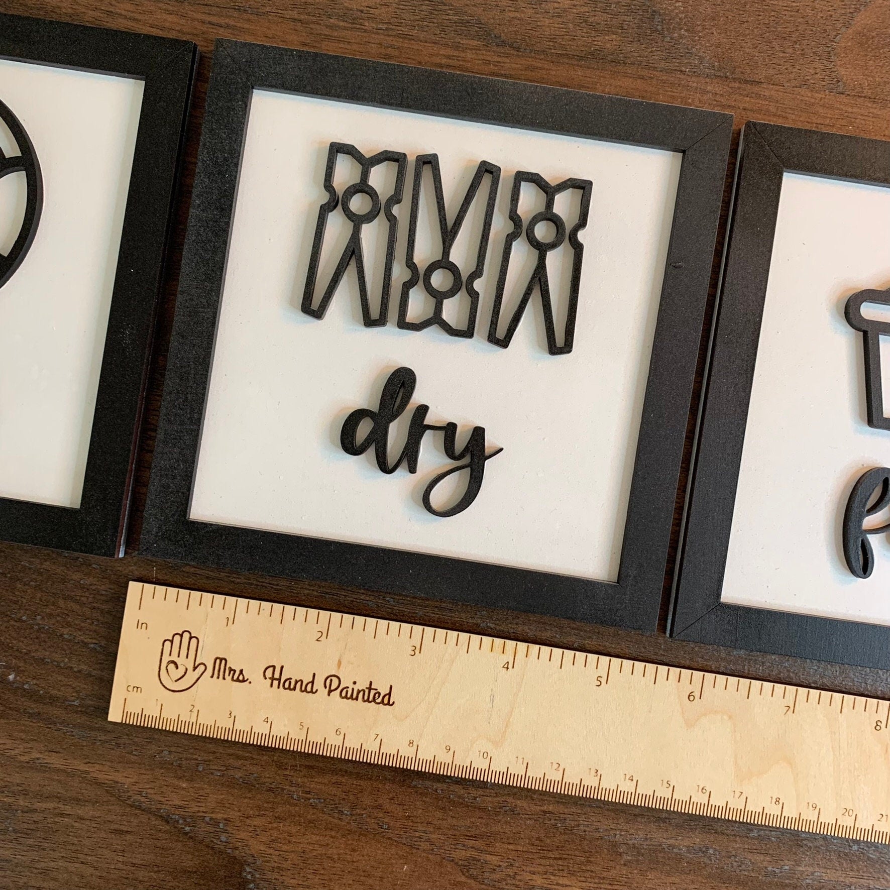 Modern Laundry Room Icons Signs ~ Set of 3 ~ Laser Cut Wood